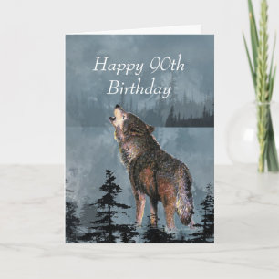 Cartão Feliz 90 Birthday Howling Wolf Você é Incrível