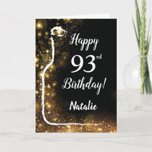 Cartão Feliz 93º Aniversário, Vinho Negro e Dourado