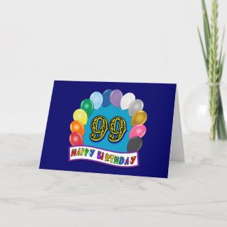 Cartão Feliz 99º aniversário com balões