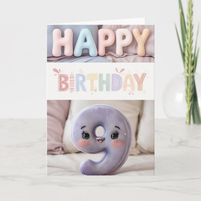 Cartão Feliz 9.º Aniversário (Frente)