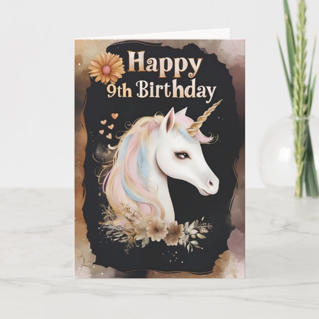 Cartão Feliz 9.º Aniversário (Frente)
