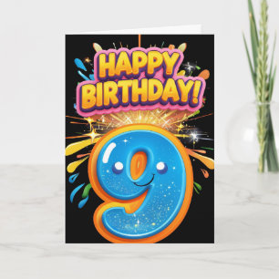 Cartão Feliz 9 de aniversário