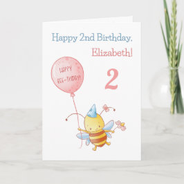 Cartão Feliz Abelha Voadora Fofa Feliz de Aniversário com