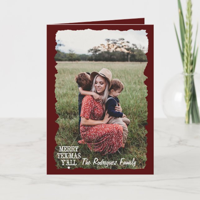 Cartão Feliz Aggie Maroon Tex-Mas Y'all Foto Natal (Frente)