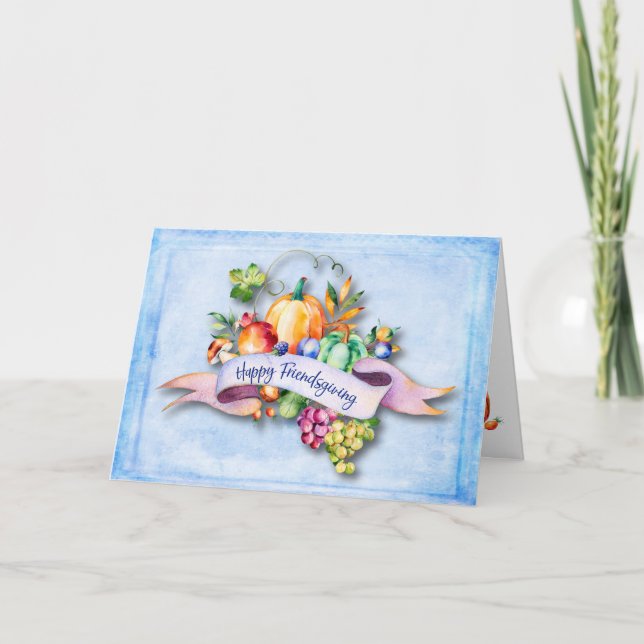 Cartão Feliz Amigo de Amizade Floral Pumpkin Harvest (Frente)
