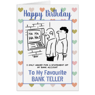 Cartão Feliz Anithday Bank Teller