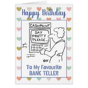 Cartão Feliz Anithday Bank Teller