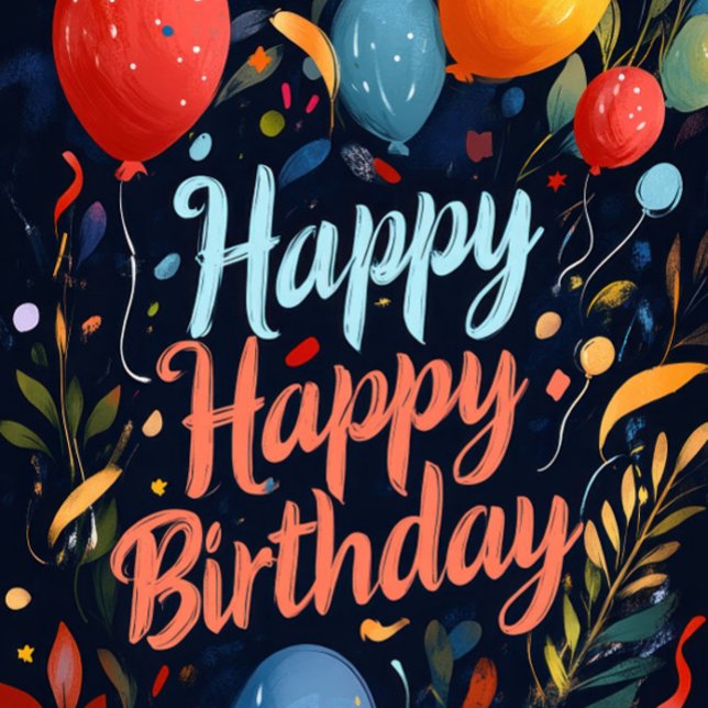 Cartão Feliz Aniversário  (Modern cheerful typography, bold colors!)