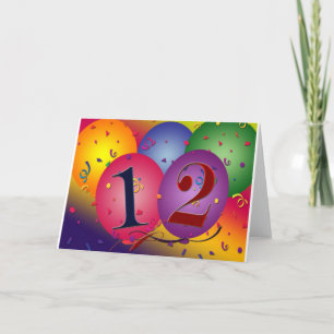 Cartão Feliz aniversário - 12 de aniversário