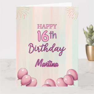 Cartão Feliz aniversário, 16ª adolescente, doce garota