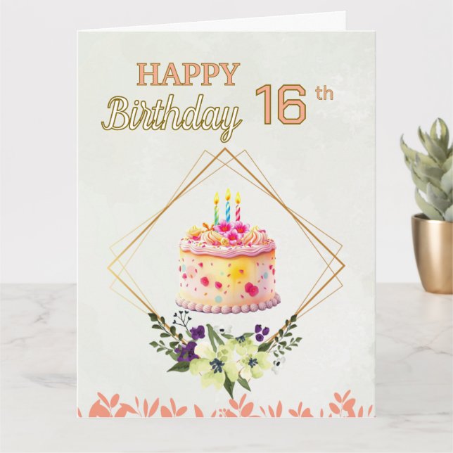 Cartão Feliz aniversário, 16ª adolescente, doce garota (Planta pequena)