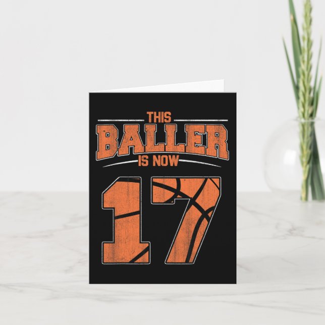 Cartão Feliz Aniversário, 17 Anos, Garotos De Basquete Se (Frente)