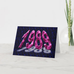 Cartão Feliz aniversario 1989 anos de tema do espaço do