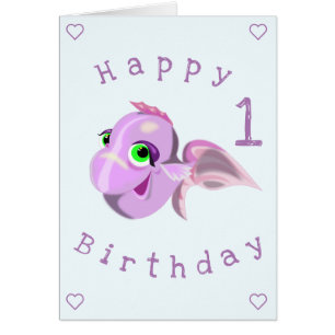 Cartão Feliz Aniversário 1 - Peixe Feliz - Adicionar Ano