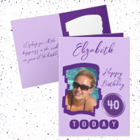 Feliz aniversário 40 hoje adicione foto roxo