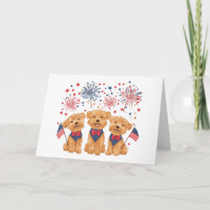 Cartão Feliz Aniversário 4 de Julho Cães Yorkshire Terrie