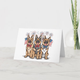 Cartão Feliz Aniversário, 4 De Julho De Cães German sheph