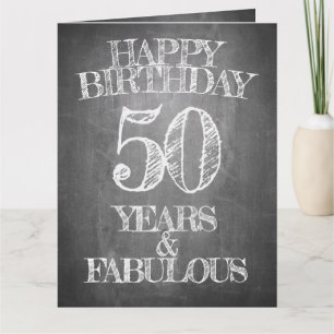 Cartão Feliz Aniversário - 50 Anos & Fabuloso