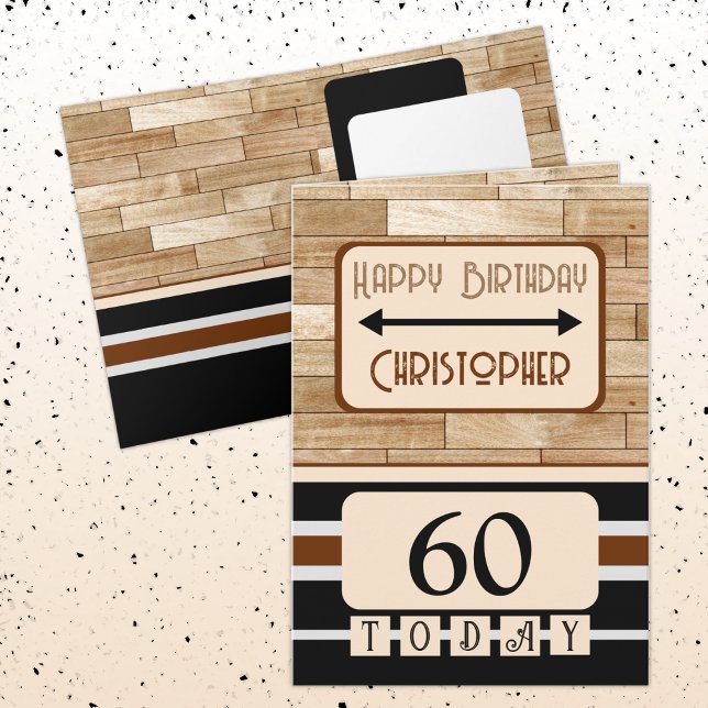 Cartão Feliz aniversário 60 hoje nome negro marrom (Criador carregado)