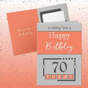 Cartão Feliz aniversário 70 hoje cinzas de coral