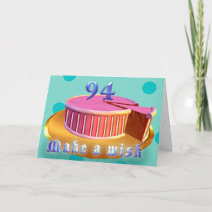 Cartão Feliz Aniversário, 94 Bolo-Rosa, listras de Anive