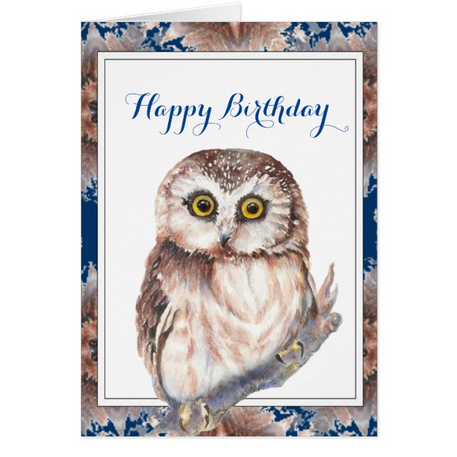 Cartão Feliz Aniversário A Divertir-Se Mais Velho Pássaro (Frente)