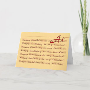 Cartão Feliz aniversario a minha prática do Penmanship d