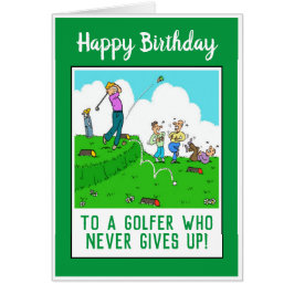 Cartão Feliz Aniversário a um Golfista Divertido
