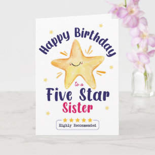 Cartão Feliz Aniversário a uma Irmã Cinco Estrelas – Estr