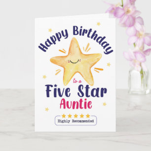 Cartão Feliz Aniversário a uma Tia Cinco Estrelas – Estre