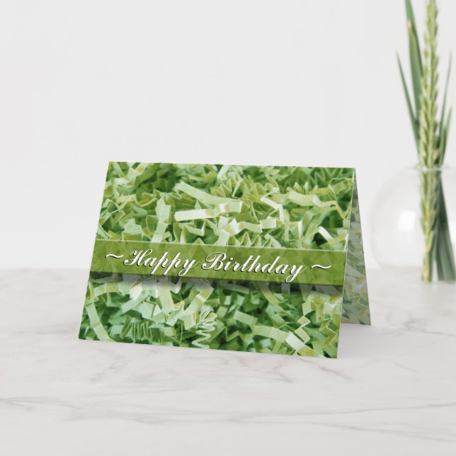 Cartão Feliz Aniversário, Abstrato Livro Verde Destrui Fo (Frente)