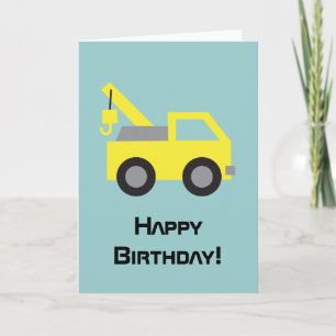 Cartão Feliz Aniversário, Adorável Veículo Amarelo para c
