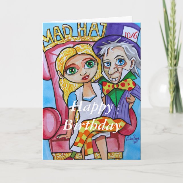 Cartão Feliz Aniversário Alice no País das Maravilhas, ód (Frente)