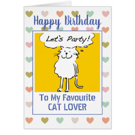 Cartão Feliz Aniversário Amante de Gatos