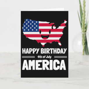 Cartão Feliz Aniversário América 4 De Julho Bandeira Amer