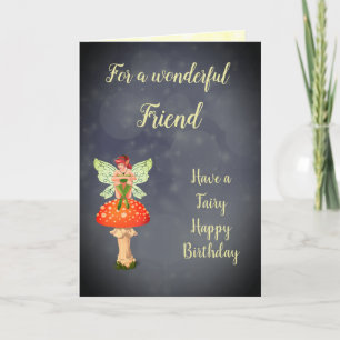 Cartão Feliz Aniversário, Amigo Fairy design