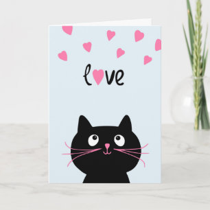 CARTÃO FELIZ ANIVERSÁRIO AMO-TE DE GATO PRETO