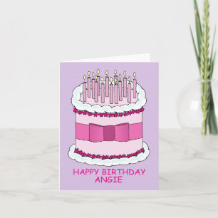 Cartão Feliz aniversário Angie Cake e Velas