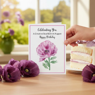 Cartão Feliz Aniversário Aniversário Roxo Poppy