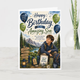 Cartão Feliz Aniversário ao Meu Incrível Filho Aventura A