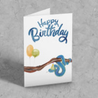 Feliz Aniversário Aquarela Cobra réptil