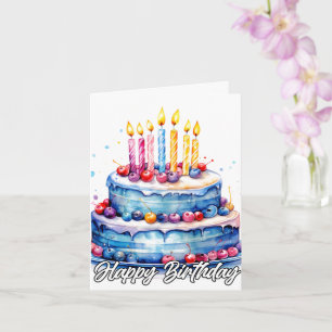 Cartão Feliz Aniversário, Aquarelas Cake Art