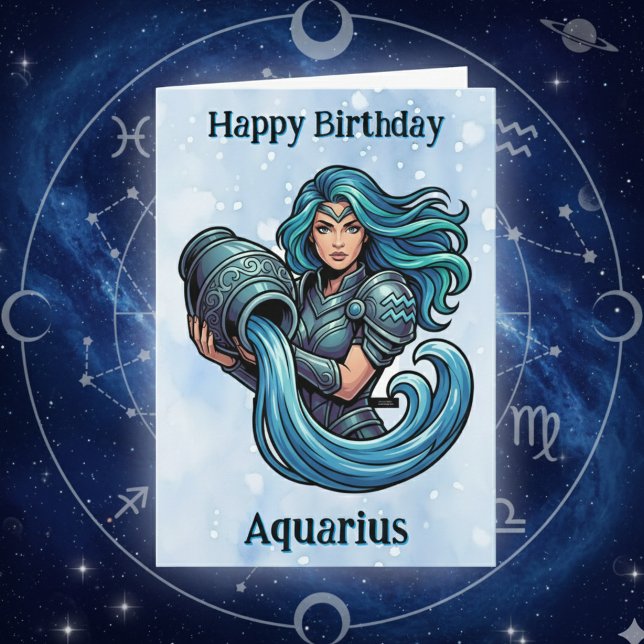 Cartão Feliz Aniversário Aquário! (Criador carregado)
