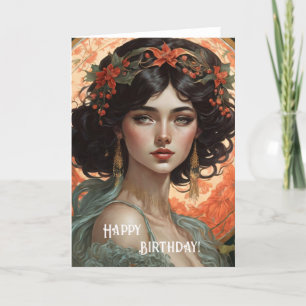 Cartão Feliz Aniversário Art Nouveau Beauty No.2b Card
