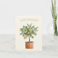 Feliz Aniversário Árvore de Limão Aquarela