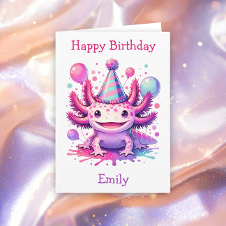 Cartão Feliz Aniversário Axolotl Pensado Personalizado