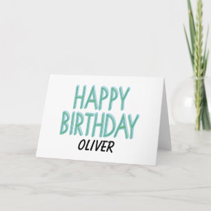 Cartão Feliz Aniversário Azul Marcadores Verdes Personali