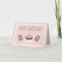 Feliz aniversário - azulejos mahjong rosa