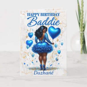 Cartão Feliz Aniversário Baddie Gelado Azul