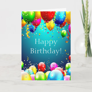 Cartão Feliz Aniversário - Balões Azul Coloridos - Person